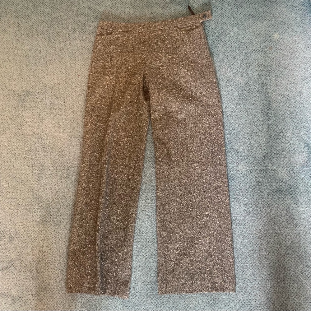 Alexander McQueen Brown and White Wool Pants with Gold Threading